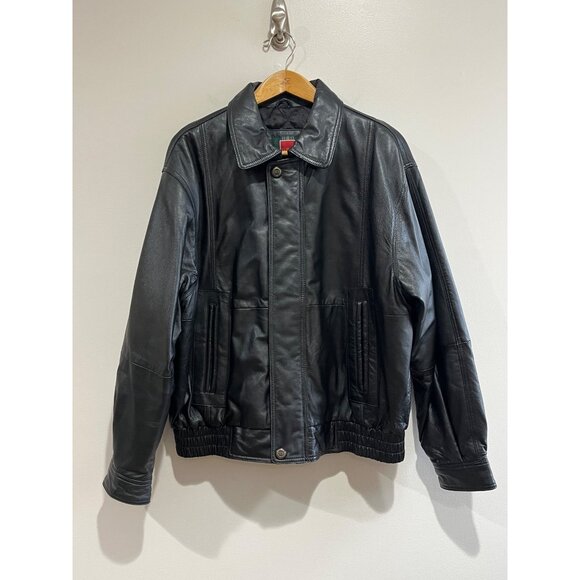 William Barry Other - VTG 90s William Barry Leather Bomber Jacket Mens L Black Pockets
